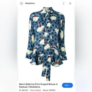 Marni Ballerina 100% Silk Blouse size 40 - Flawed/ Black